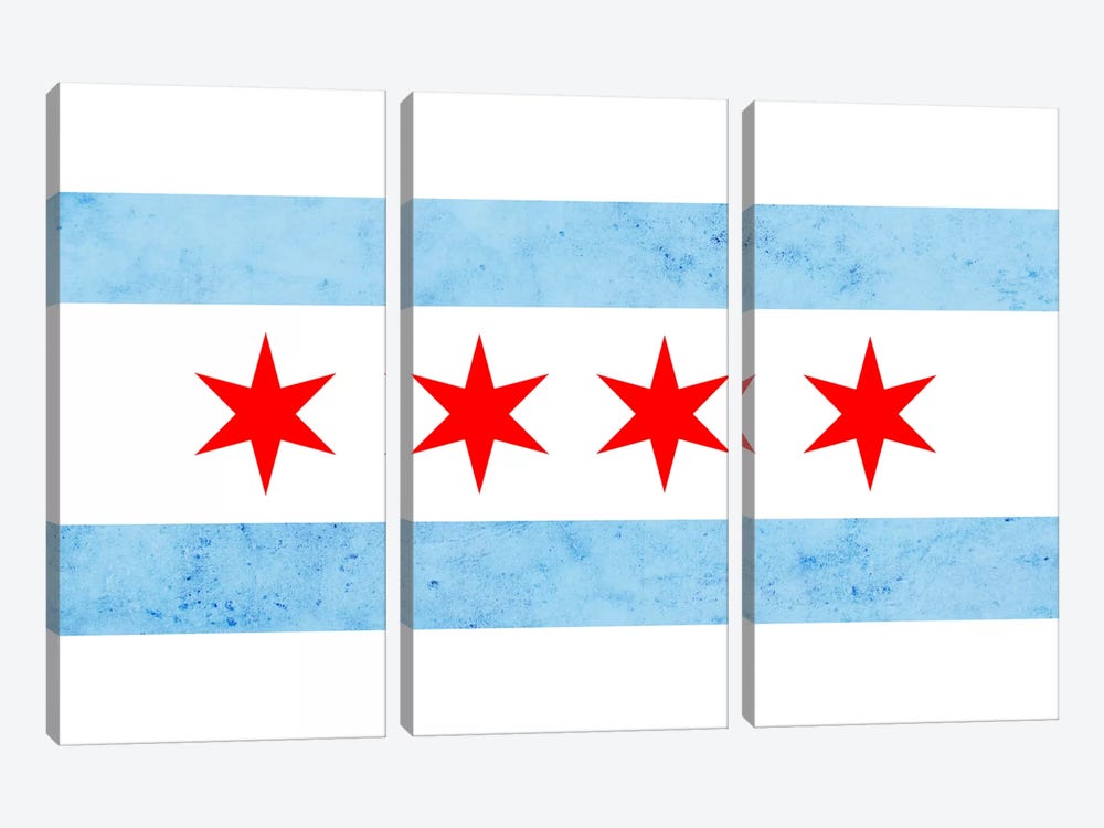 Chicago City Flag (Partial Grunge) by 5by5collective 3-piece Canvas Artwork
