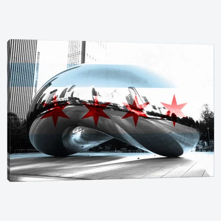 Chicago City Flag (Cloud Gate aka The Bean) Canvas Print #FLG34} by iCanvas Canvas Art