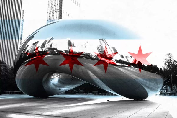 Flags Collection: Chicago City Flag (Cloud Gate aka The Bean) by 5by5collective