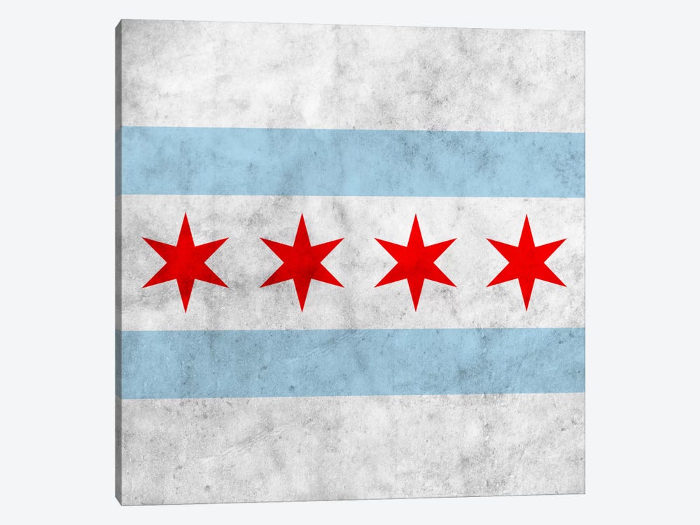 Chicago City Flag (Square Grunge) by iCanvas 1-piece Canvas Art Print