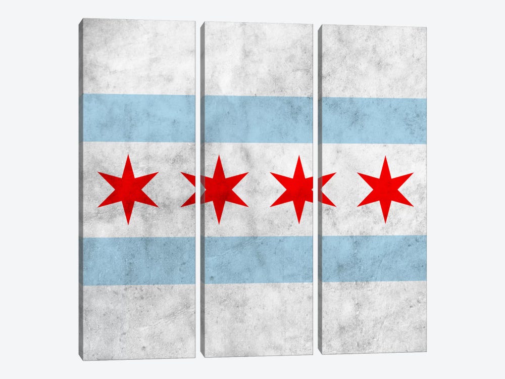 Chicago City Flag (Square Grunge) by iCanvas 3-piece Canvas Print