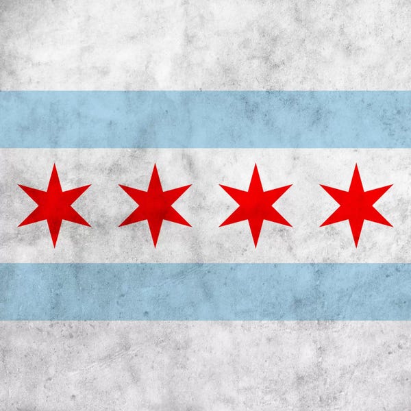 Illinois: Chicago City Flag (Square Grunge) by iCanvas