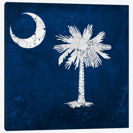 South Carolina Cracked Paint State Flag Canvas Print #FLG371} by iCanvas Canvas Artwork