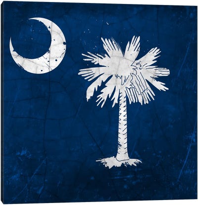 South Carolina Cracked Paint State Flag Canvas Art Print - Flags Collection