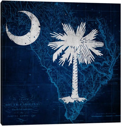 South Carolina (Vintage Map) Canvas Art Print - Flags Collection
