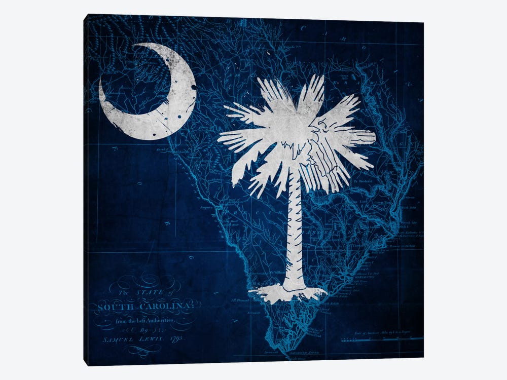 South Carolina (Vintage Map) 1-piece Canvas Artwork