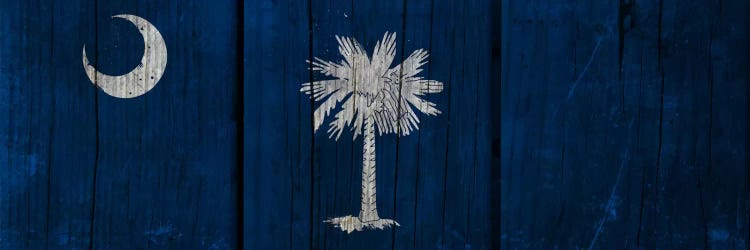 South Carolina Flag on Wood Planks