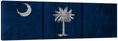 South Carolina Flag on Wood Planks Canvas Art Print - Flags Collection