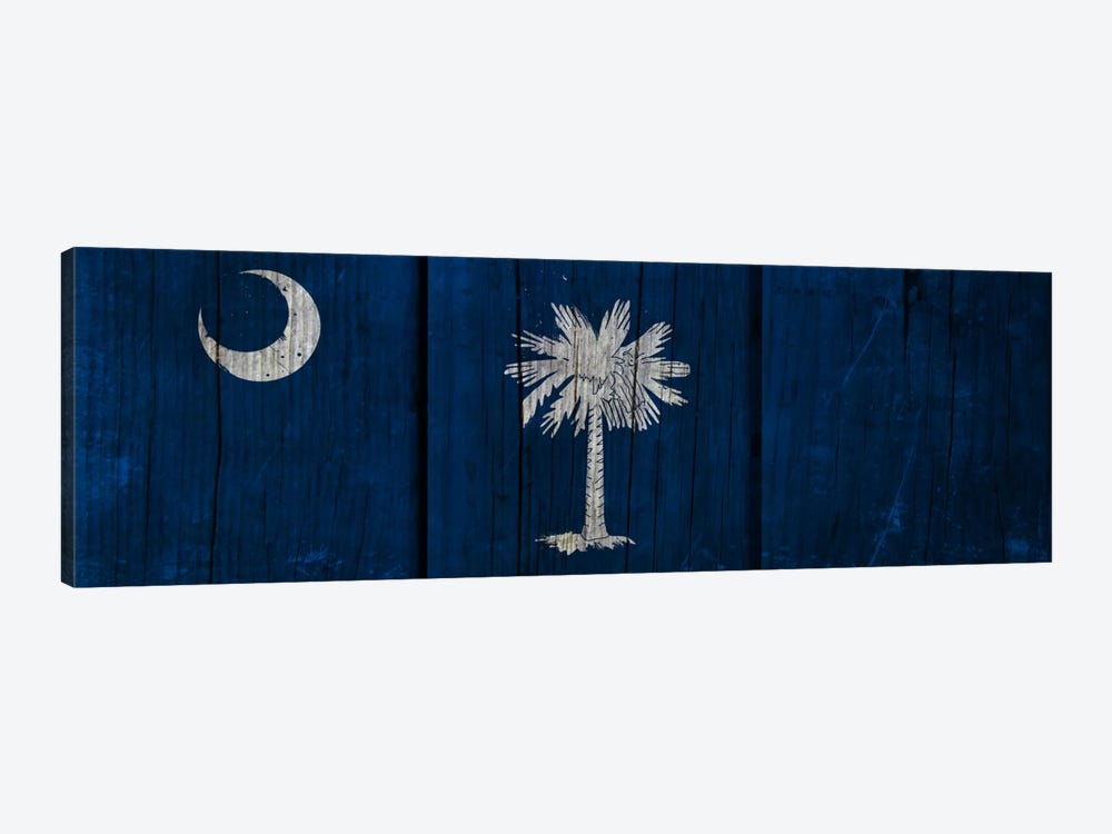 South Carolina Flag on Wood Planks by iCanvas 1-piece Canvas Artwork