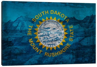 South Dakota (Badlands National Park) Canvas Art Print - Flags Collection