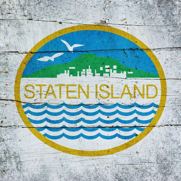 Staten Island, New York City Flag on Wood Planks