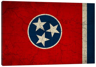 Tennessee (Vintage Map) Canvas Art Print - U.S. State Flag Art