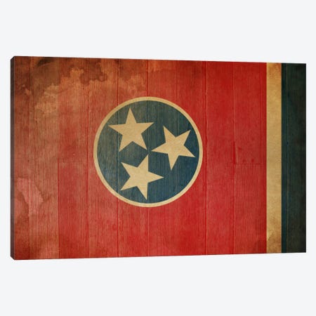 Tennessee State Flag on Wood Planks I Canvas Print #FLG398} by iCanvas Canvas Wall Art