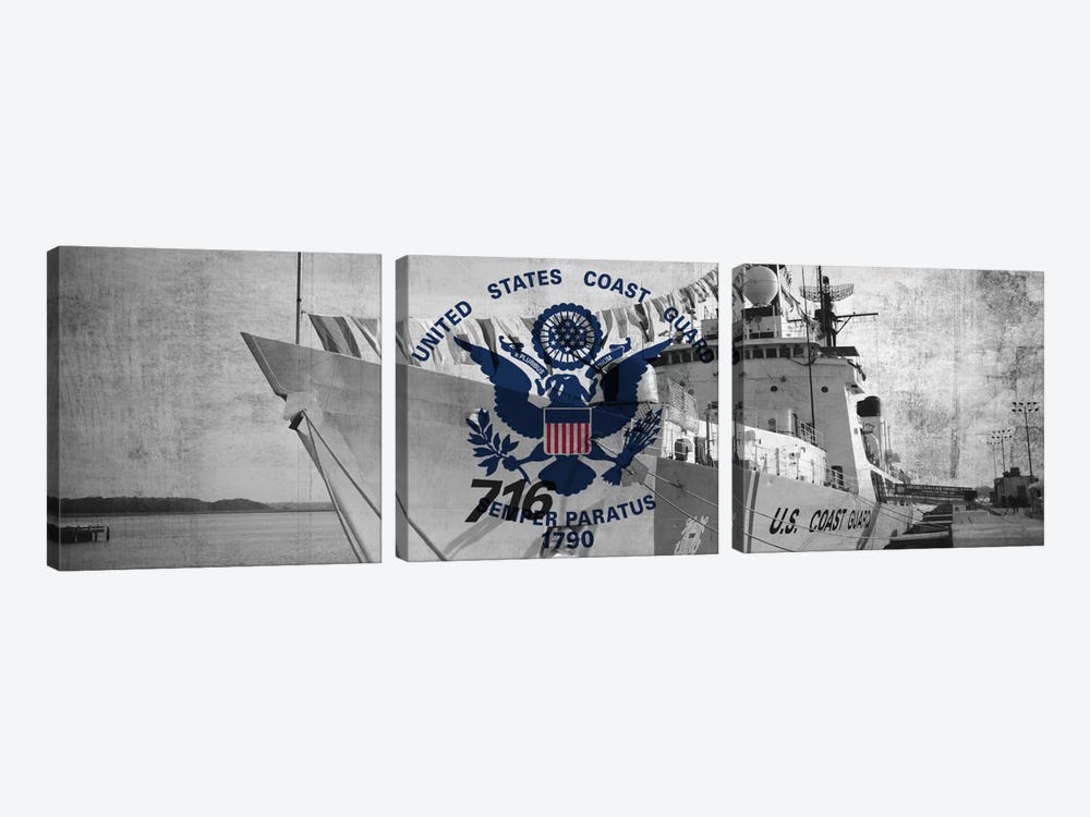 U.S. Coast Guard Flag (USCGC Dallas Background) I by iCanvas 3-piece Canvas Wall Art