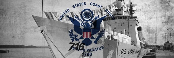 U.S. Military Flags: U.S. Coast Guard Flag (USCGC Dallas Background) I by iCanvas