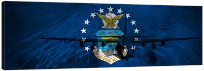 U.S. Air Force Flag (AC-130U Gunship Background) Canvas Art Print - Flag Art
