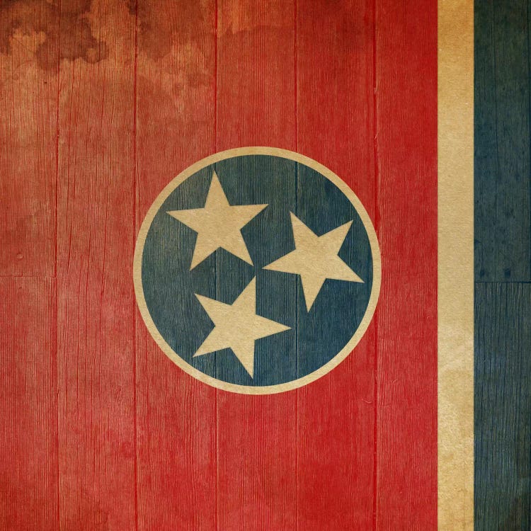 Tennessee State Flag on Wood Planks II