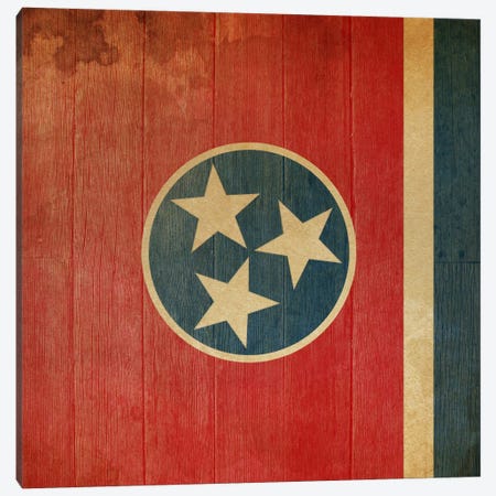 Tennessee State Flag on Wood Planks II Canvas Print #FLG400} by iCanvas Canvas Wall Art