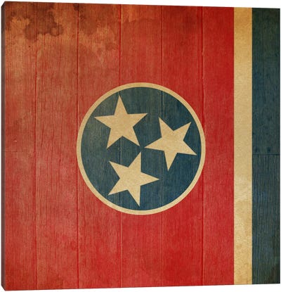Tennessee State Flag on Wood Planks II Canvas Art Print - Flags Collection