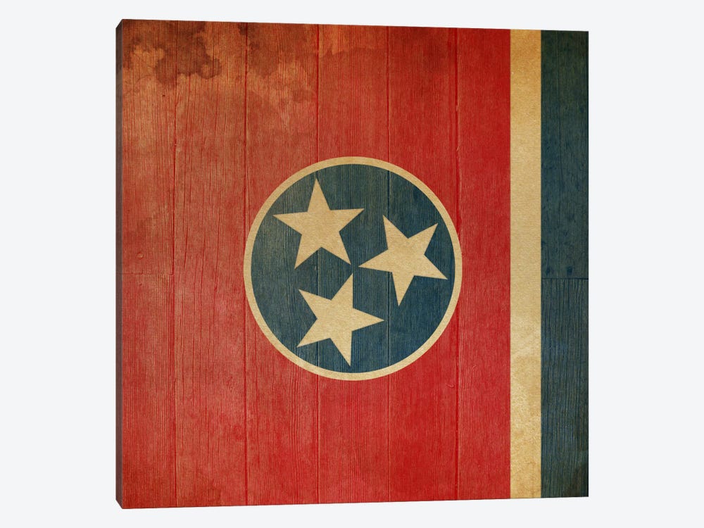 Tennessee State Flag on Wood Planks II 1-piece Canvas Art Print