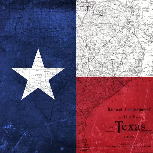 Flags Collection: Texas (Vintage Map) I by iCanvas