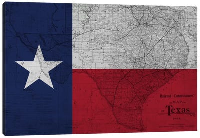 Texas (Vintage Map) II Canvas Art Print - Flag Art