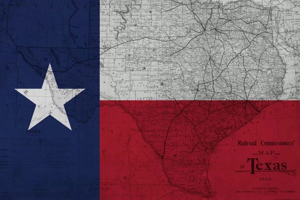 Places: Texas (Vintage Map) II by 5by5collective