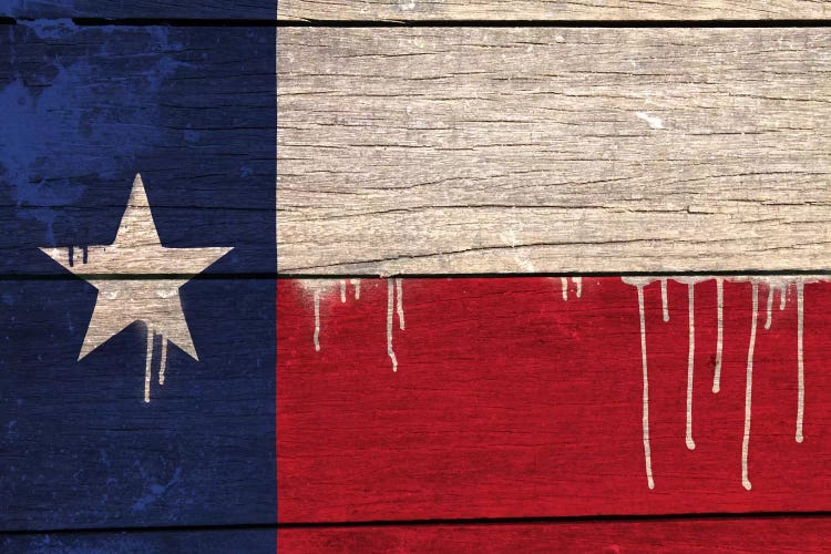 Texas Paint Drip State Flag on Wood Planks