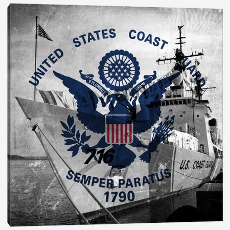 U.S. Coast Guard Flag (USCGC Dallas Background) II Canvas Print #FLG40} by iCanvas Canvas Art
