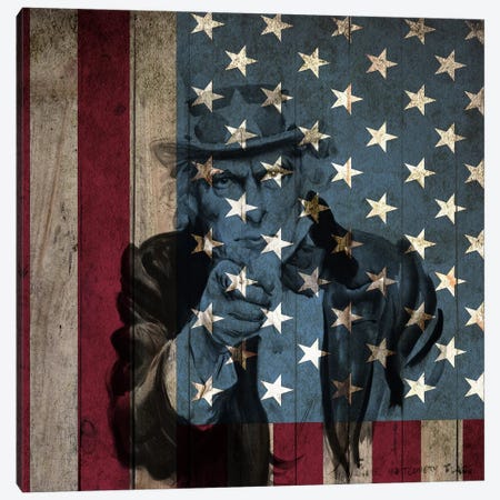USA Flag In Zoom (James Montgomery Flagg's Uncle Sam Background) Canvas Print #FLG416} by iCanvas Canvas Artwork