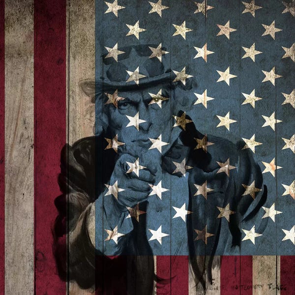 Army: USA Flag In Zoom (James Montgomery Flagg's Uncle Sam Background) by iCanvas
