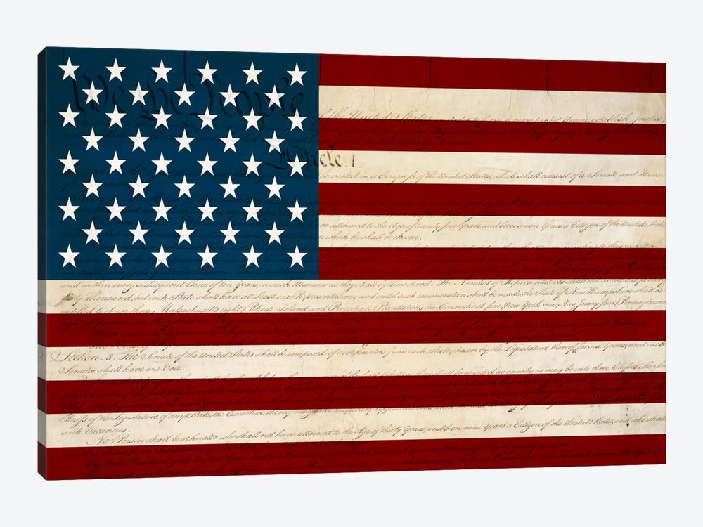 USA Flag (U.S. Constitution Background) by 5by5collective 1-piece Art Print