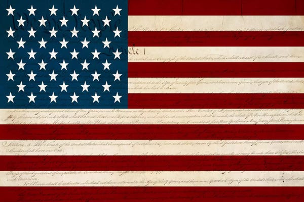Flags: USA Flag (U.S. Constitution Background) by 5by5collective