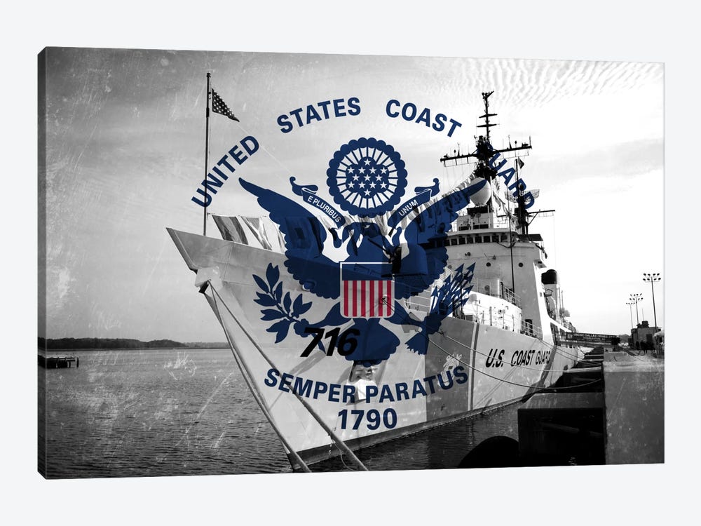 U.S. Coast Guard Flag (USCGC Dallas Background) III by iCanvas 1-piece Art Print
