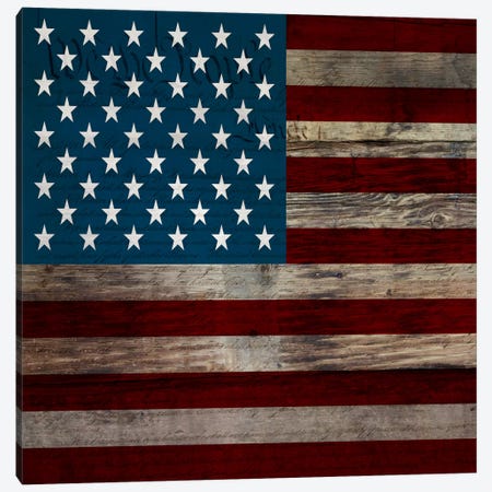 USA Flag on Wood Boards (U.S. Constitution Background) II Canvas Print #FLG420} by iCanvas Canvas Artwork
