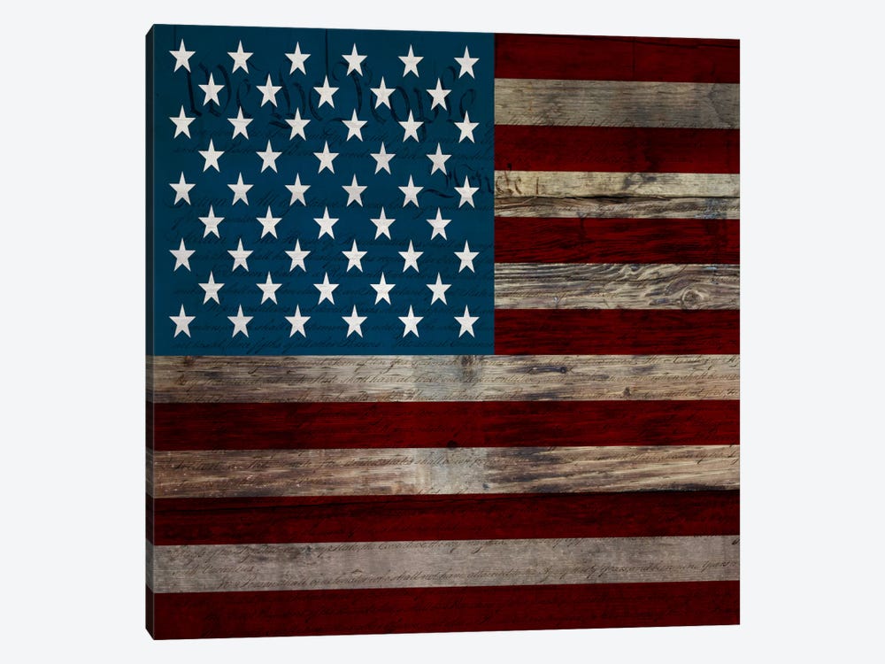 USA Flag on Wood Boards (U.S. Constitution Background) II by iCanvas 1-piece Canvas Art Print