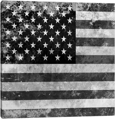 "Grungy" USA Flag Canvas Art Print - Flags Collection