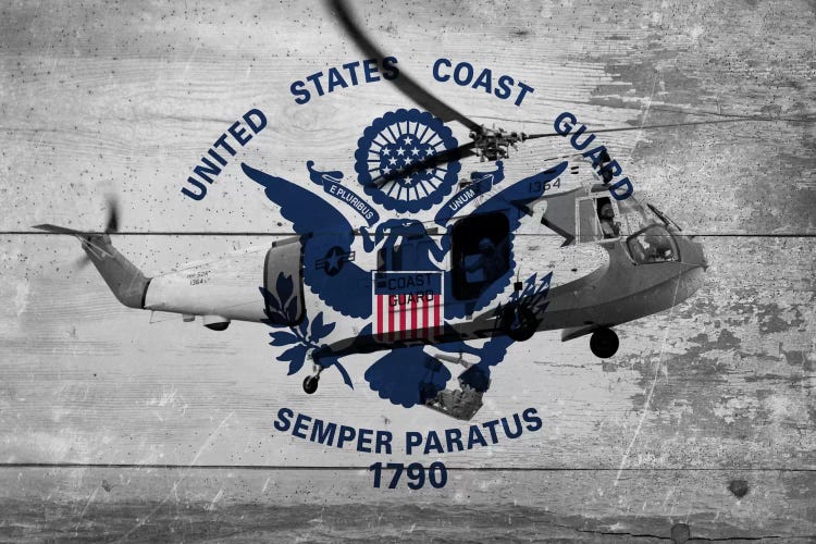 U.S. Coast Guard Flag (Sikorsky HH-52A Sea Guard Background) by iCanvas wall art