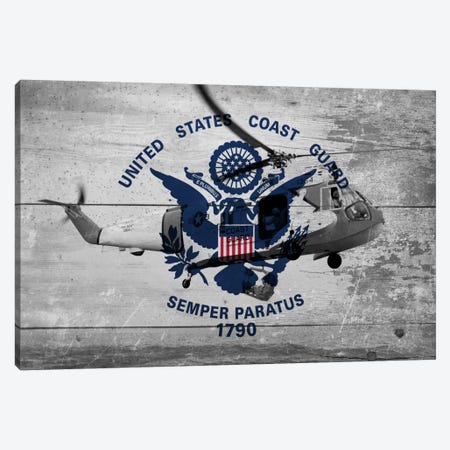 U.S. Coast Guard Flag (Sikorsky HH-52A Sea Guard Background) Canvas Print #FLG42} by iCanvas Canvas Artwork