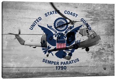 U.S. Coast Guard Flag (Sikorsky HH-52A Sea Guard Background) Canvas Art Print