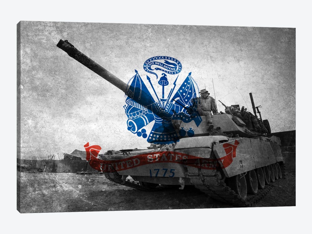 U.S. Army Flag (Abrams Tank Background) by iCanvas 1-piece Canvas Artwork
