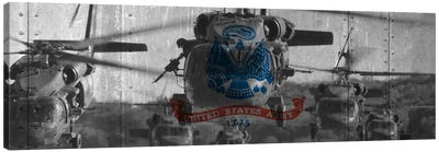 U.S. Army Riveted Metal Flag (Sikorsky Black Hawk Formation Background) Canvas Art Print - Military Aircraft Art