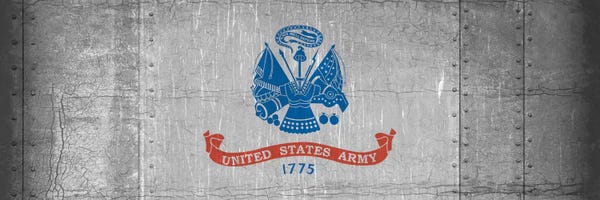 Army: U.S. Army Flag (Riveted Metal Background) I by iCanvas