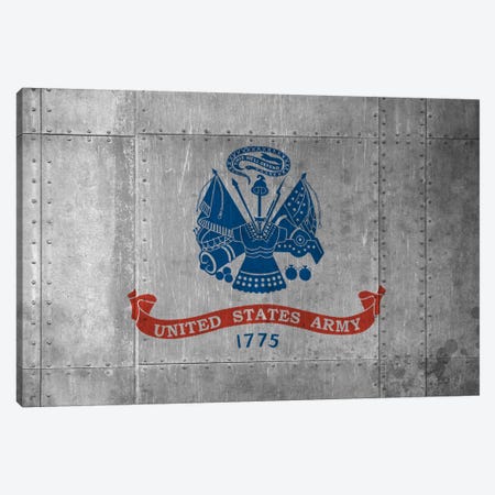 U.S. Army Flag (Riveted Metal Background) II Canvas Print #FLG434} by iCanvas Canvas Artwork