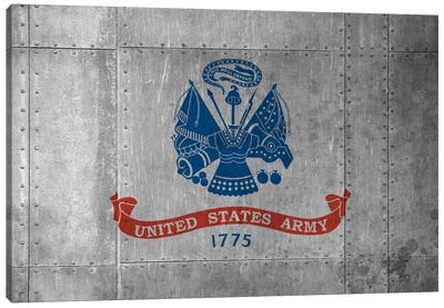 U.S. Army Flag (Riveted Metal Background) II Canvas Art Print - Flags Collection