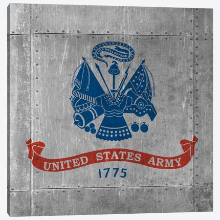 U.S. Army Flag (Riveted Metal Background) III Canvas Print #FLG435} by iCanvas Canvas Wall Art