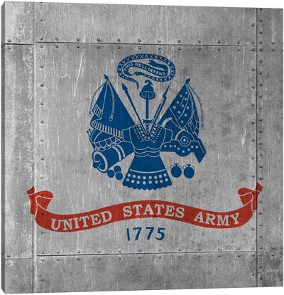 U.S. Army Flag (Riveted Metal Background) III Canvas Art Print - Flags Collection