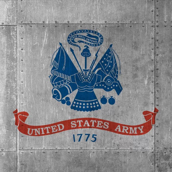 Army: U.S. Army Flag (Riveted Metal Background) III by iCanvas
