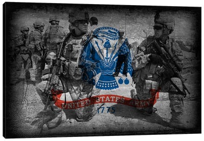 U.S. Army Flag (Brothers In Arms Background) Canvas Art Print - Military Art