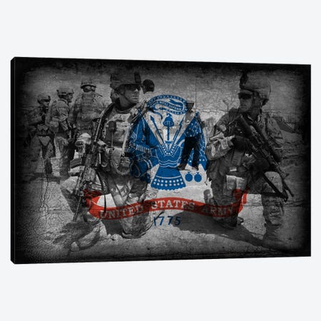 U.S. Army Flag (Brothers In Arms Background) Canvas Print #FLG436} by iCanvas Canvas Artwork